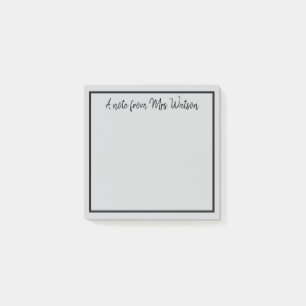 ett meddelande från läraren namn, minimalt gräns post-it block