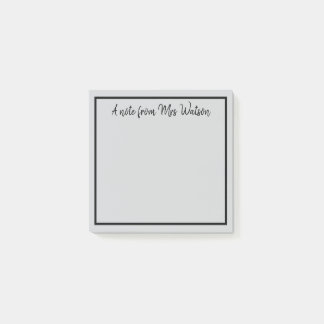 ett meddelande från läraren namn, minimalt gräns post-it block