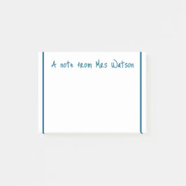 ett meddelande från läraren namn, minimalt gräns post-it block