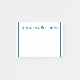 ett meddelande från läraren namn, minimalt gräns post-it block