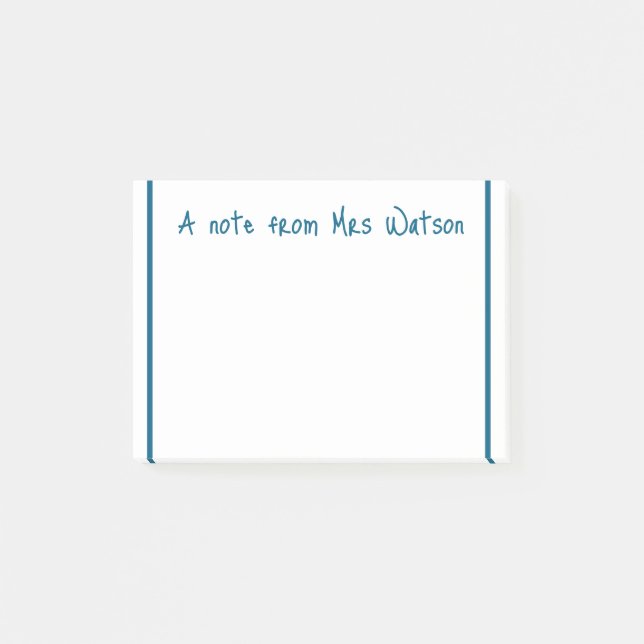 ett meddelande från läraren namn, minimalt gräns post-it block (Framsida)