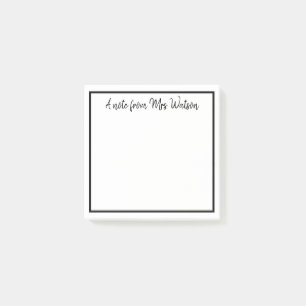ett meddelande från läraren namn, minimalt gräns post-it block