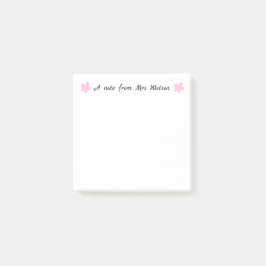 ett meddelande från läraren namn, minimalt gräns post-it block