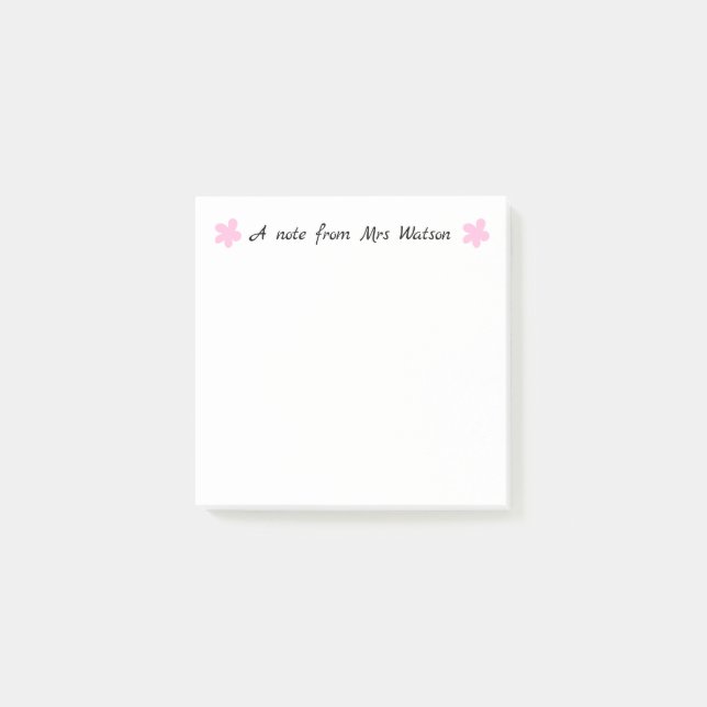 ett meddelande från läraren namn, minimalt gräns post-it block (Framsida)