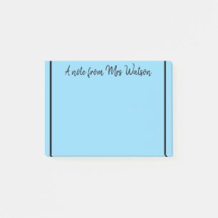 ett meddelande från läraren namn, minimalt gräns post-it block