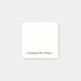 ett meddelande från läraren namn, minimalt gräns post-it block