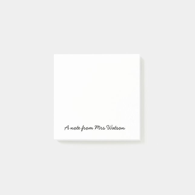 ett meddelande från läraren namn, minimalt gräns post-it block (Framsida)