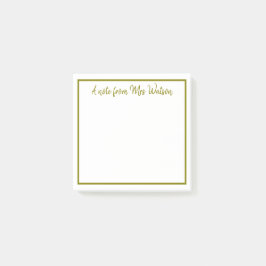 ett meddelande från läraren namn, minimalt gräns post-it block