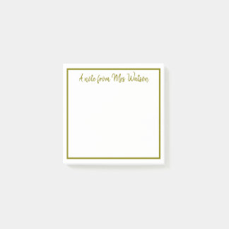 ett meddelande från läraren namn, minimalt gräns post-it block