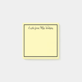 ett meddelande från läraren namn, minimalt gräns post-it block