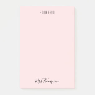 Ett meddelande från Läraren Rosa Namn Post Post-it Block