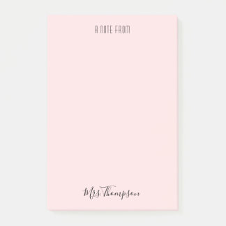 Ett meddelande från Läraren Rosa Namn Post Post-it Block