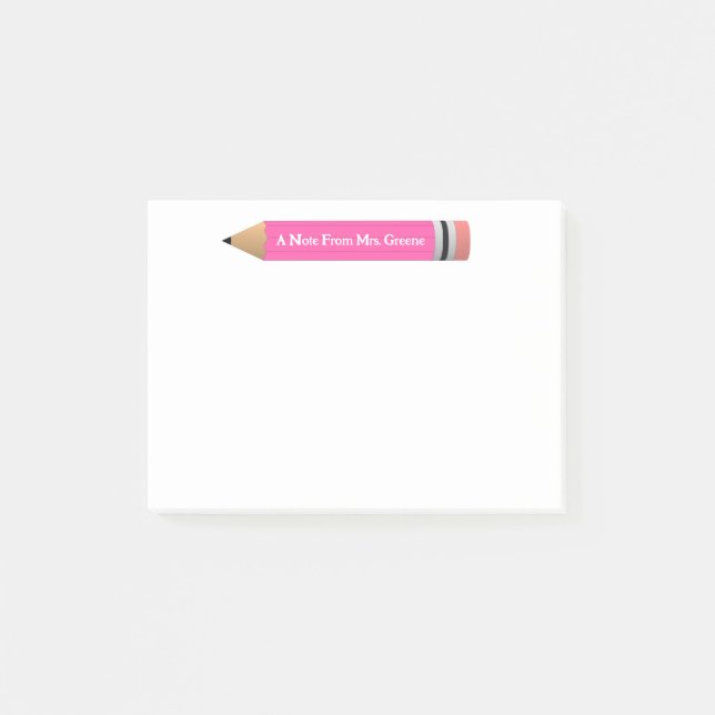 Ett meddelande från Lärarpennan Rosa Pencil Post-it Block (Framsida)
