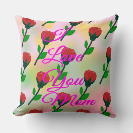 Ett meddelande från Mors dag med Röda blommor Kudde