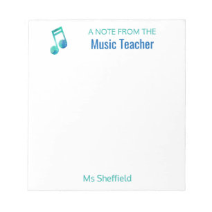 Ett meddelande från Music Teacher Personlig Musica Anteckningsblock