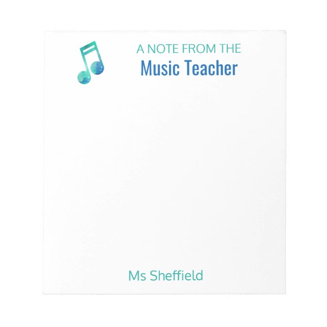 Ett meddelande från Music Teacher Personlig Musica Anteckningsblock (Framsida)