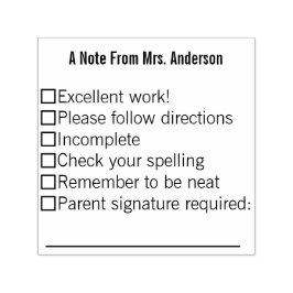 Ett meddelande från Namn-textmallen för lärare Självfärgande Stämpel