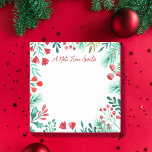 Ett meddelande från Santa   Watercolor Winter Bota Post-it Block<br><div class="desc">Den här designen innehåller texten överst "A Note from Santa",  som du kan byta till vad du vill,  och den innehåller även botaniska vintringsprodukter som röda bär,  gräs löv,  röda blommigtar med mera. Se hela matchningssamlingen.</div>