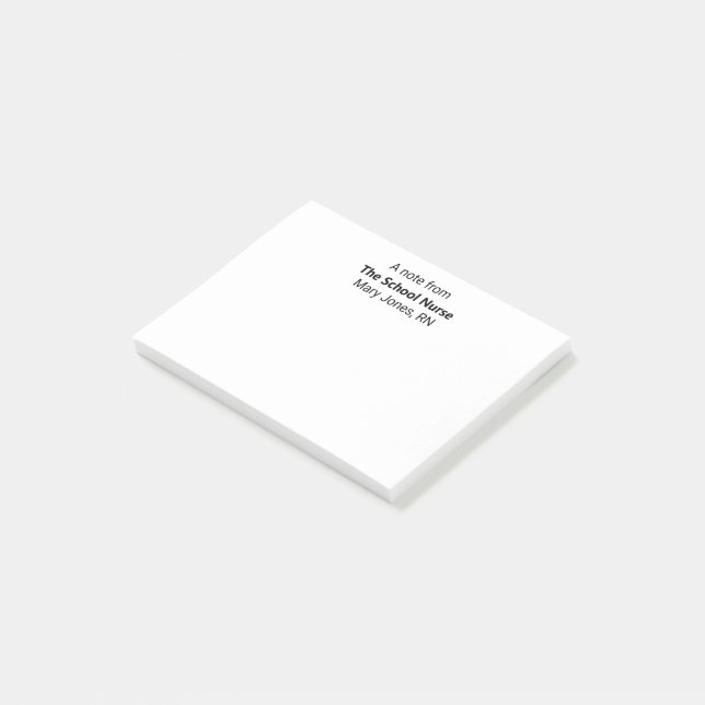 Ett meddelande från skolsjuksköterskan & Namn Post Post-it Block (Vinklad)