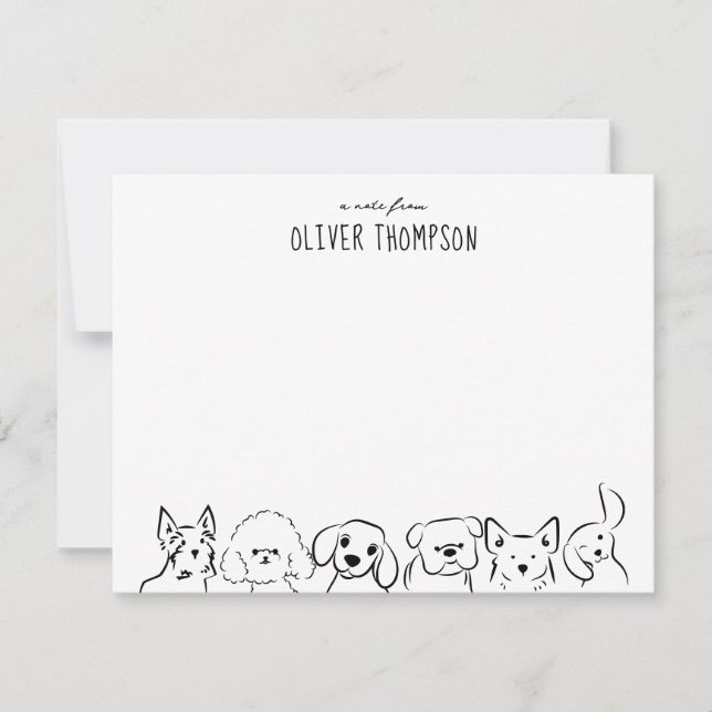 Ett meddelande från söta hund djur skiss kort (Framsida)