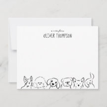 Ett meddelande från söta hund djur skiss kort