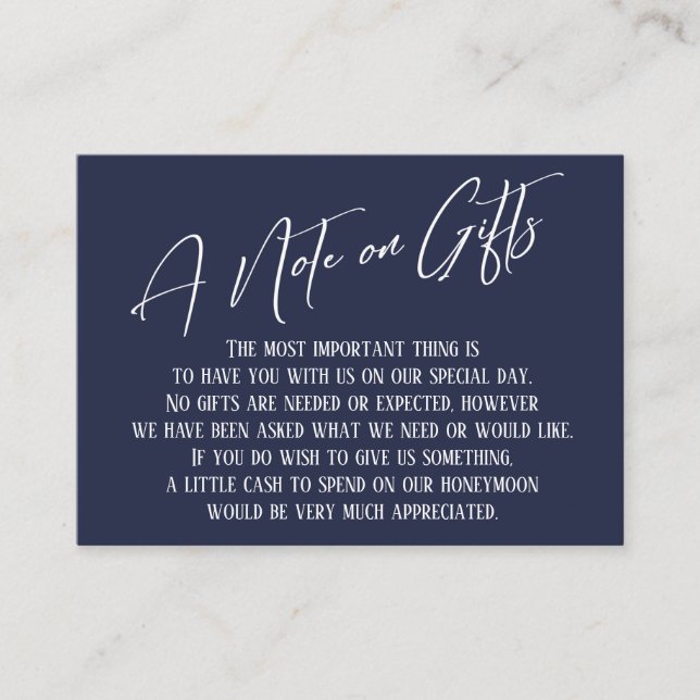 Ett meddelande om att ge modern handstil, marinblå (Framsida)