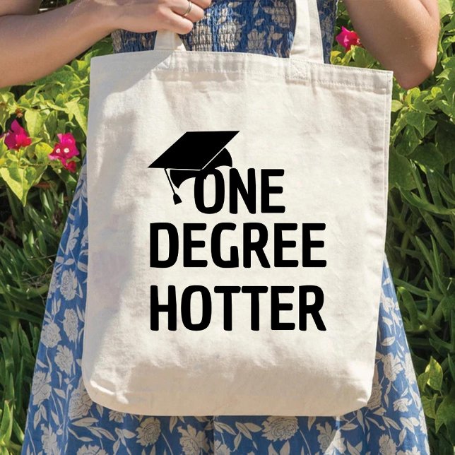 Ett meddelande om Hotter Humor Studenten Tygkasse (One Degree Hotter Humor Graduation Announcement Tote Bag)