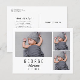 Ett minimalistiskt meddelande om fotofödsel i Nyfö Vykort