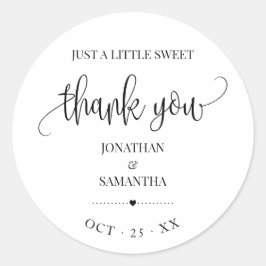 Ett minimalistiskt, modernt bröllop-tack runt klistermärke