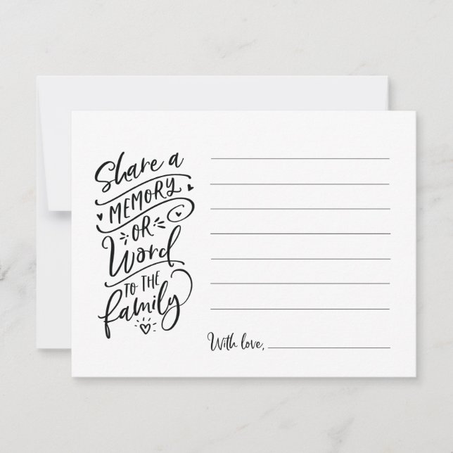  ett minne eller ord till familjens sympatikort inbjudningar (Framsida)