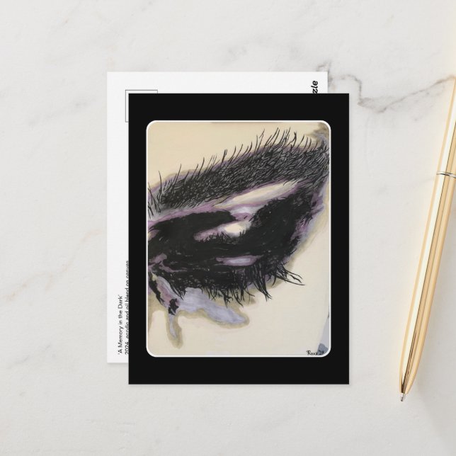 'Ett minne i mörkret' Målning på en  Vykort (Fram/Back In Situ)