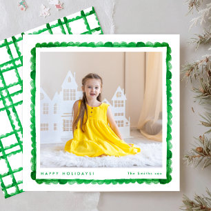 Ett modernt återbildsfoto med grönt ram-julklapp julkort