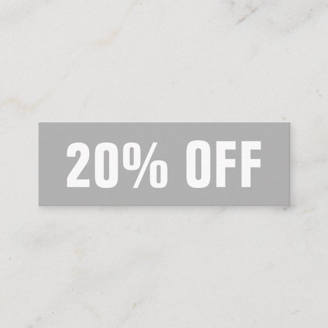 Ett modernt grått-minimalistiskt rabattkort för tr mini visitkort (Framsida)