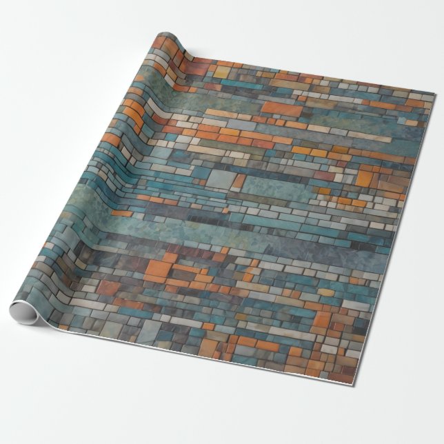 Ett modernt grepp om mosaik mönster presentpapper (Utrullad)