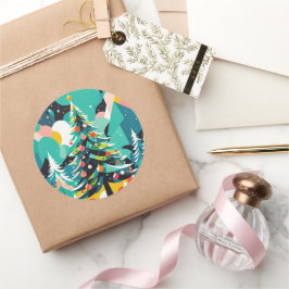 Ett modernt julgran-exempel 1 - Sticker Runt Klistermärke