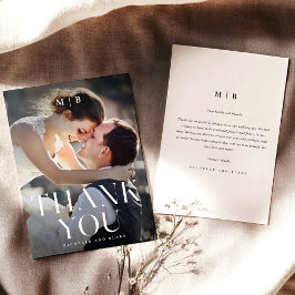 Ett modernt Monogram - minimalistiskt Bröllop-tack Tack Kort