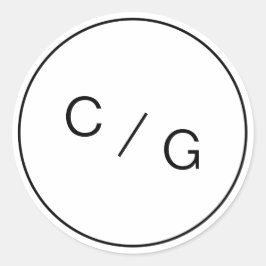 Ett modernt par monogram med svart och vitt runt klistermärke