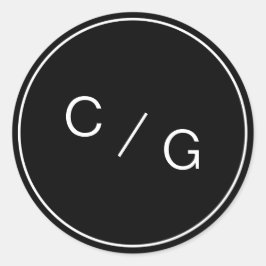 Ett modernt par monogram med svart och vitt runt klistermärke