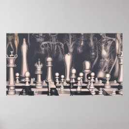 Ett modernt schackbräde för abstrakt och figurer poster