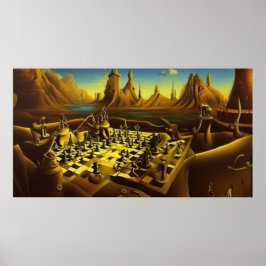 Ett modernt surrealistiskt abstrakt stort chessboa poster
