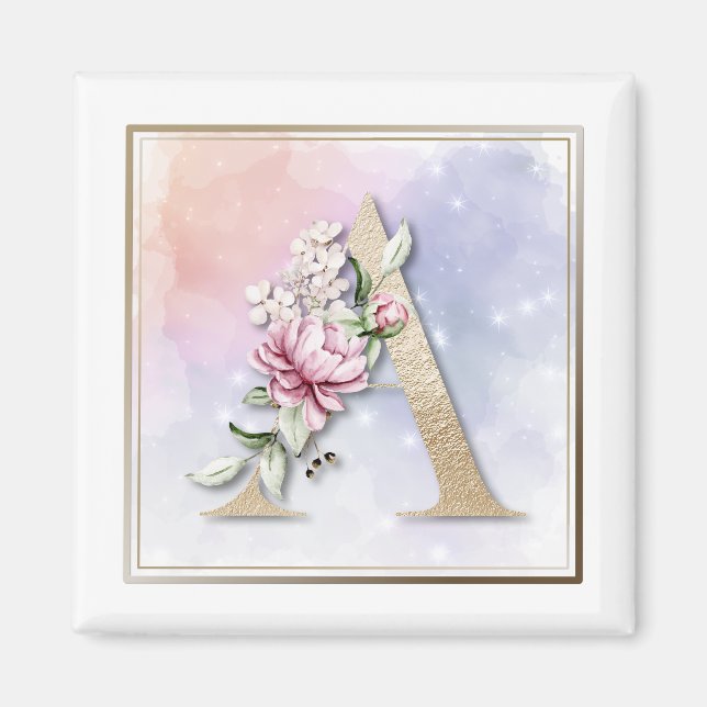 Ett monogram blommönster i rosa magnet (Framsidan)