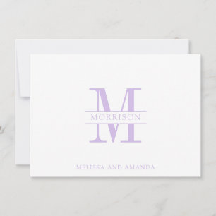Ett Monogram-kort med minimal lavender-anteckning Anteckningskort