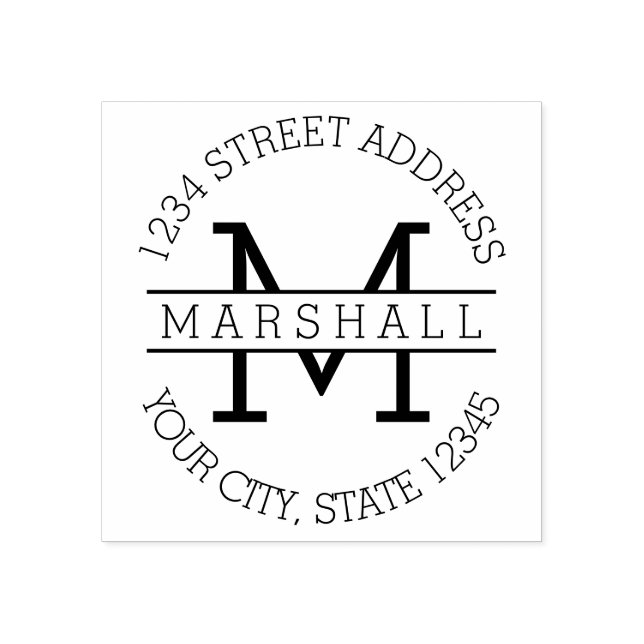 Ett monogram med Namn och Returadress Stämpel (Tryck)