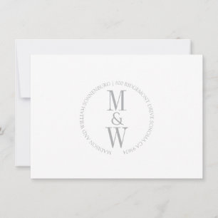 Ett monogram minimalistiskt Grått Anteckningskort
