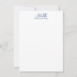 Ett Monogram minimalistiskt marinvit Anteckningskort