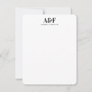Ett Monogram - minimalistiskt, svart, lätt Chic vi Anteckningskort