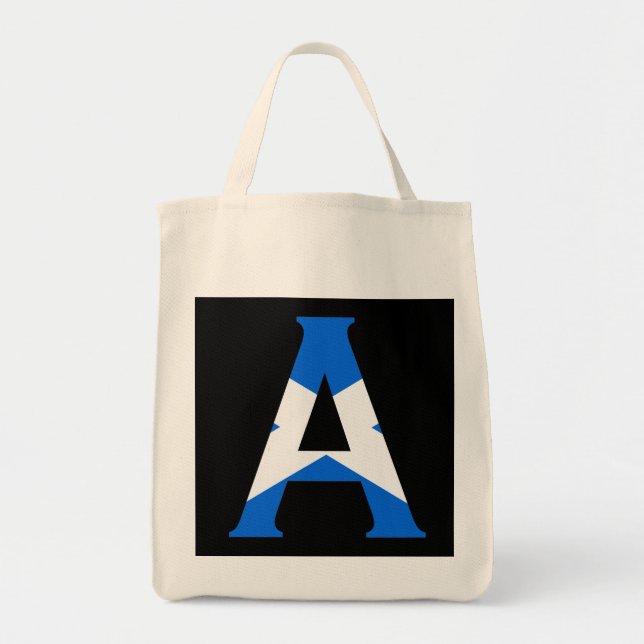 Ett Monogram överlagt på skotsk Flagga gtcn Tygkasse (Framsidan)