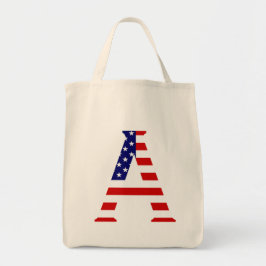 Ett Monogram överlagt på USA flagga gtcnt Tygkasse