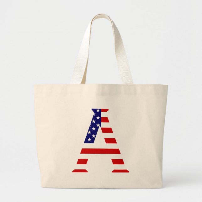 Ett Monogram överlagt på USA flagga jtcnt Jumbo Tygkasse (Framsidan)