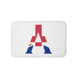 Ett Monogram övertäckt av Union Jack Flagga bmt Badrumsmatta